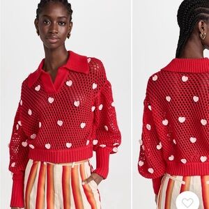NWT FarmRio Heart Sweater